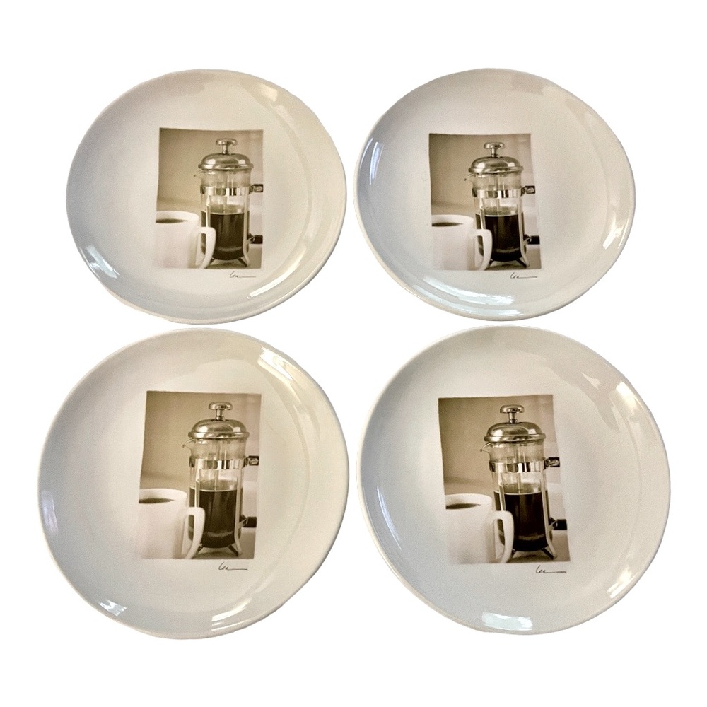 Lea Murphy Whiny Dog Press, Coffee Press Plates, Set of 4, sepia tone